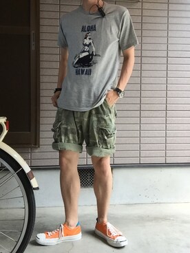 「MARBLES（マーブルズ）のアイテム（パンツ）」を使った、まっきんとっしゅさん（メンズ・173cm）の夏コーディネート