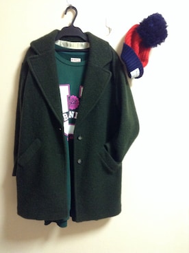 「スウェットワンピース」｜「アイテム（チェスターコート）」を使った、ぴんききさん（レディース・153cm）の冬コーディネート