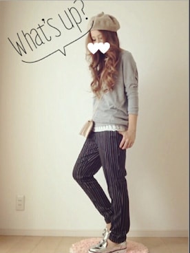 「オックスフォードシューズ」｜「アイテム（ハンチング/ベレー帽）」を使った、*YUKI♡*さん（レディース・159cm）の秋コーディネート