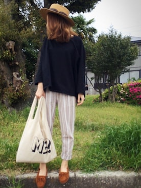 「Discoat Parisien（ディスコートパリシアン）のつば広カンカン帽（ハット）」を使った、*YUKI♡*さん（レディース・159cm）の春コーディネート