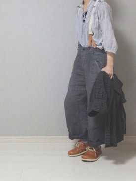 「Vlas Blomme（ヴラスブラム）のアイテム（パンツ）」を使った、シモさん（レディース・155cm）の秋コーディネート