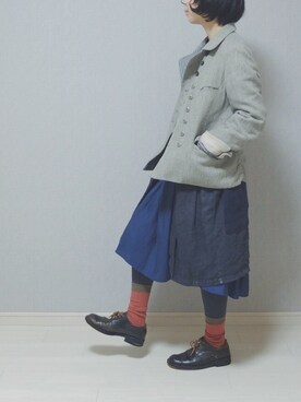 「Vlas Blomme（ヴラスブラム）のアイテム（その他アウター）」を使った、シモさん（レディース・155cm）の冬コーディネート
