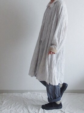 「Vlas Blomme（ヴラスブラム）のアイテム（パンツ）」を使った、シモさん（レディース・155cm）の春コーディネート