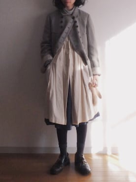 「Vlas Blomme（ヴラスブラム）のアイテム（ジャケット/アウター）」を使った、シモさん（レディース・155cm）の冬コーディネート