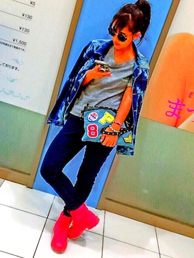 「サングラススタイル」｜「アイテム（ブーツ）」を使った、ＫÄHÖさん（レディース・154cm）の秋コーディネート