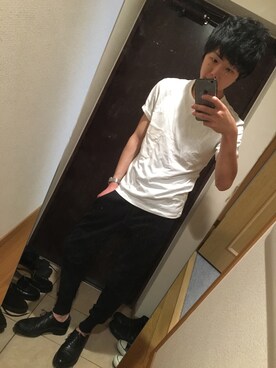 「UNIQLO（ユニクロ）のアイテム（T Shirts、ホワイト系）」を使った、netuさん（メンズ・165cm）の春コーディネート