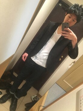 「HARE（ハレ）の古着。セカンドストリートで購入。（Tailored jacket、ブラック系）」を使った、netuさん（メンズ・165cm）の冬コーディネート