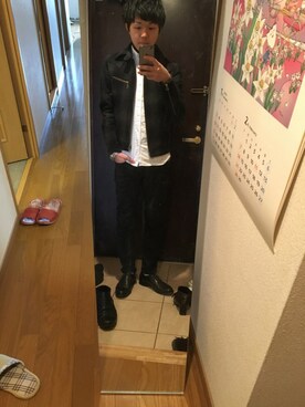 「無印良品（ムジルシリョウヒン）のオックスフォードボタンダウンシャツ。（Shirts、ホワイト系）」を使った、netuさん（メンズ・165cm）の冬コーディネート