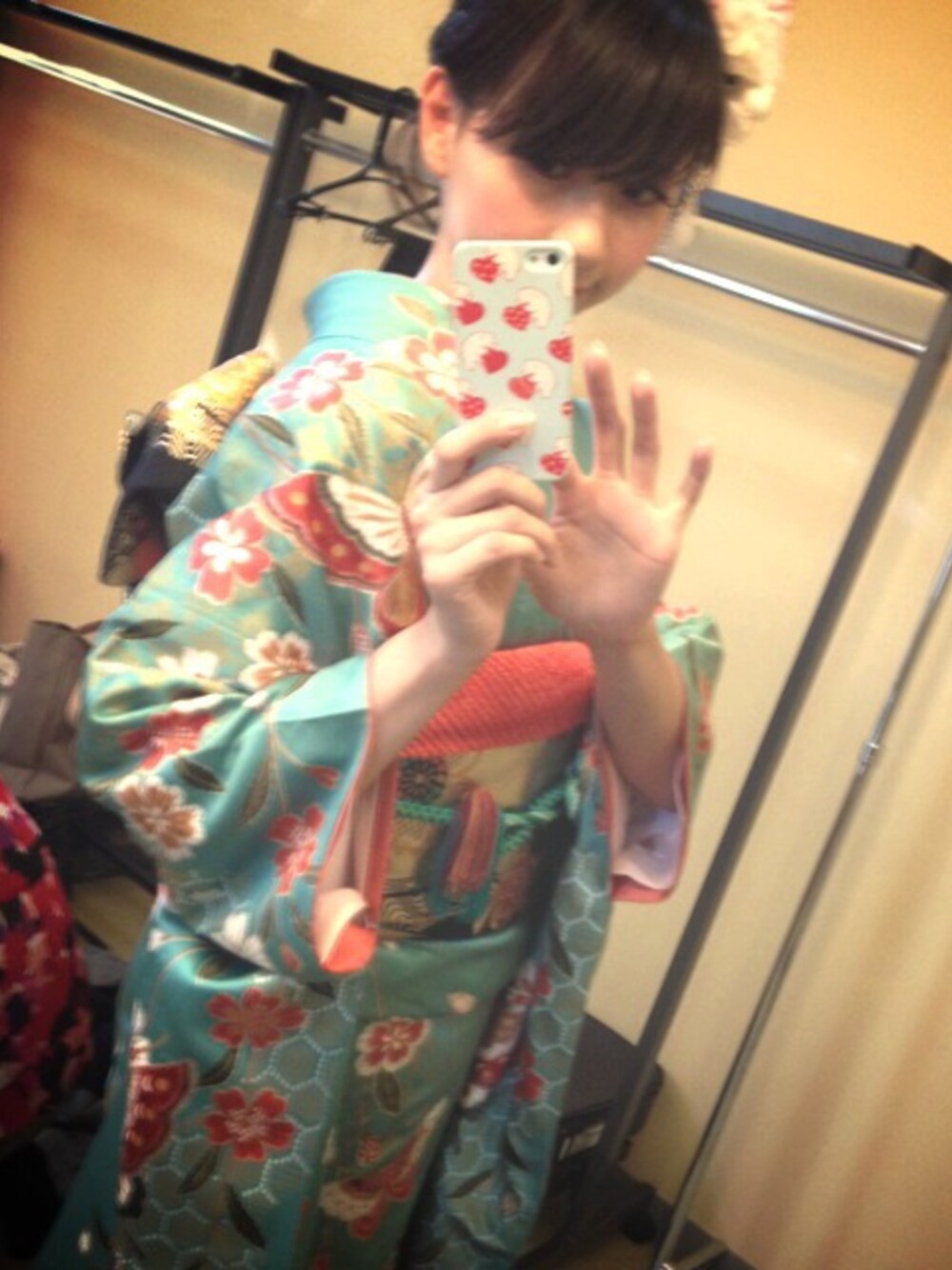 「着物、結婚式」｜「レンタルのアイテム（浴衣、グリーン系）」を使った、グリさん（レディース・166cm）の冬コーディネートの1枚目の写真