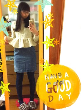 「ぺプラムトップス」｜「アイテム（モッズコート）」を使った、グリさん（レディース・166cm）の春コーディネート