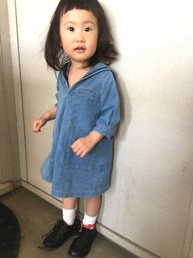 「FITH（フィス）のアイテム（ワンピース）」を使った、MION&KANONさん（キッズ・80cm）の春コーディネート