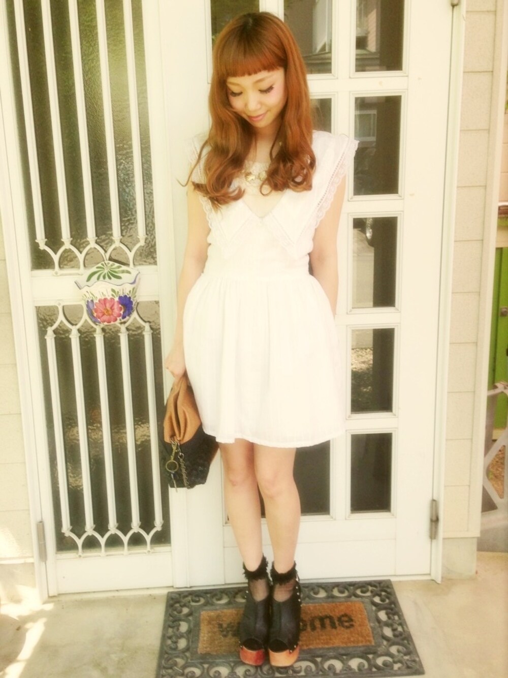 「レースワンピース、レースアイテム、GUNNE SAX、WEARBOOKエントリー、#WEARBOOKエントリー」｜「GUNNY SAXのワンピース（ワンピース、ホワイト系）」を使った、SERORIさん（レディース・153cm）の夏コーディネートの1枚目の写真