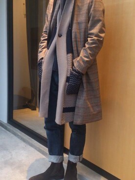 「RAINMAKER（レインメーカー）のアイテム（ステンカラーコート）」を使った、濱ノ上さん（メンズ・181cm）の秋コーディネート