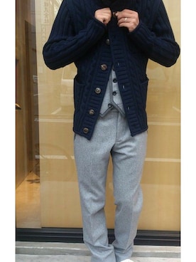 「 グレー」｜濱ノ上さん（メンズ・181cm）の秋コーディネート