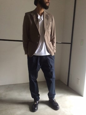 「RAINMAKER（レインメーカー）のアイテム（シューズ）」を使った、濱ノ上さん（メンズ・181cm）の春コーディネート