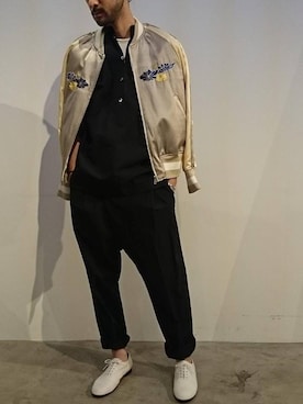 「RAINMAKER（レインメーカー）のアイテム（シューズ）」を使った、濱ノ上さん（メンズ・181cm）の春コーディネート