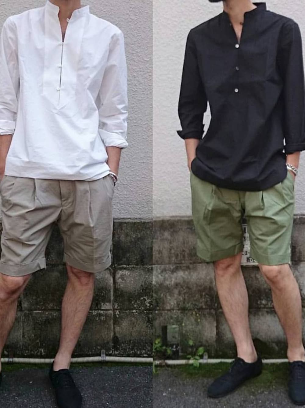 ホワイト系のシャツ/ブラウス、グレー系のカーゴパンツ、ブラック系のドレスシューズを着用したメンズの春コーディネートの1枚目の写真