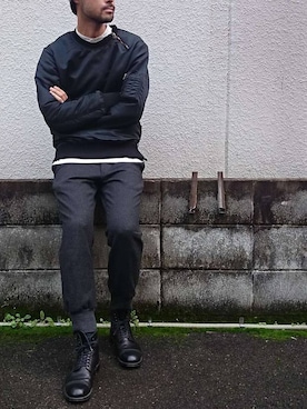 「RAINMAKER（レインメーカー）のアイテム（シューズ）」を使った、濱ノ上さん（メンズ・181cm）の秋コーディネート