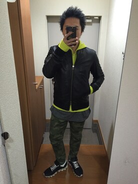 「アーミー」｜「アイテム（ブルゾン）」を使った、Masさん（メンズ・165cm）の冬コーディネート