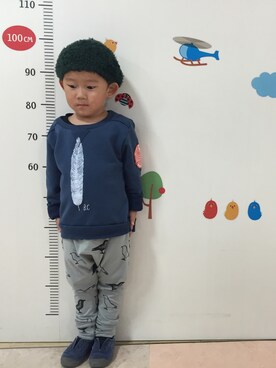 「Cienta（シエンタ）のアイテム（その他シューズ）」を使った、akiraさん（キッズ・90cm）の冬コーディネート