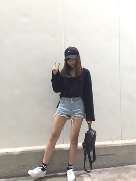 「Hater snapback（ヘイタースナップバック）のアイテム」を使った、Hsiehさん（レディース・164cm）の秋コーディネート