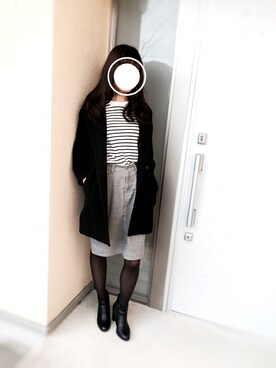 「COMME CA DU MODE（コムサデモード）のアイテム（チェスターコート）」を使った、Mimiさん（レディース・167cm）の冬コーディネート