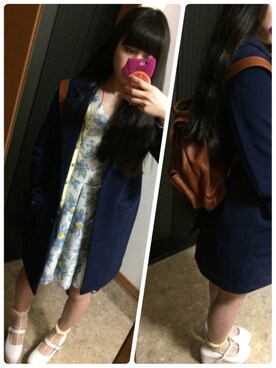 「one way（ワンウェイ）のアイテム（チェスターコート）」を使った、ひ。さん（レディース・156cm）の春コーディネート