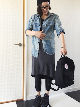 「ダンガリーシャツ」｜「アイテム（ワンピース/ドレス）」を使った、sivelayaさん（レディース・162cm）の秋コーディネート