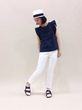 「SQUOVAL（スクオーバル）のアイテム（パンツ）」を使った、ゆえんさん（レディース・162cm）の春コーディネート