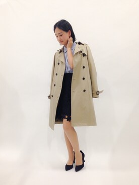 「柄×柄」｜「アイテム（トレンチコート）」を使った、ゆえんさん（レディース・162cm）の春コーディネート