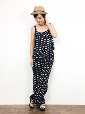 「CANAL JEAN（キャナルジーン）のアイテム（つなぎ/オールインワン）」を使った、ゆえんさん（レディース・162cm）の夏コーディネート