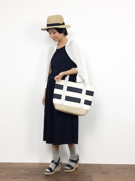 「TIENS ecoute（ティアンエクート）のアイテム（ジャケット/アウター）」を使った、ゆえんさん（レディース・162cm）の夏コーディネート