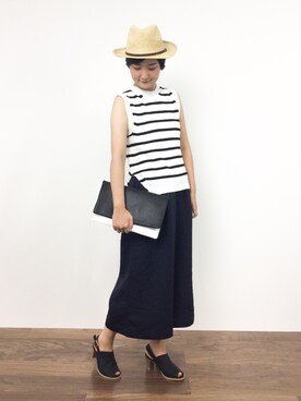 「AULI（アウリィ）のアイテム（帽子）」を使った、ゆえんさん（レディース・162cm）の夏コーディネート