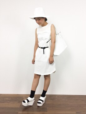 「RAY CASSIN（レイカズン）のアイテム（帽子）」を使った、ゆえんさん（レディース・162cm）の夏コーディネート