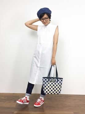 「チャイハネ（チャイハネ）のアイテム（ハンチング/ベレー帽）」を使った、ゆえんさん（レディース・162cm）の夏コーディネート