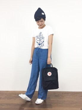 「CHAPTER WORLD select （チャプターワールドセレクト）のアイテム（バッグ）」を使った、ゆえんさん（レディース・162cm）の夏コーディネート