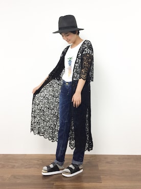「BLISS POINT（ブリスポイント）のアイテム（その他アウター）」を使った、ゆえんさん（レディース・162cm）の夏コーディネート