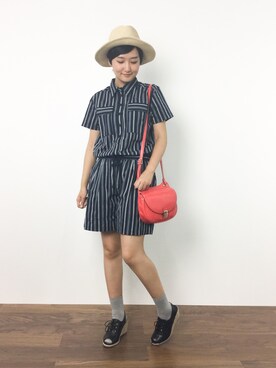 「Factor=（ファクターイコール）のアイテム（オールインワン・サロペット）」を使った、ゆえんさん（レディース・162cm）の夏コーディネート