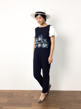 「フレア」｜「アイテム（オールインワン・サロペット）」を使った、ゆえんさん（レディース・162cm）の夏コーディネート