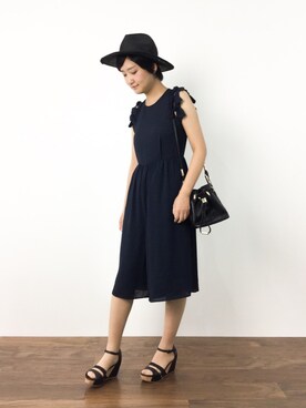 「Khaju（カージュ）のアイテム（つなぎ/オールインワン）」を使った、ゆえんさん（レディース・162cm）の夏コーディネート