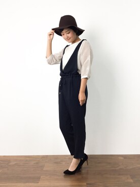 「TIENS ecoute（ティアンエクート）のアイテム（オールインワン・サロペット）」を使った、ゆえんさん（レディース・162cm）の夏コーディネート