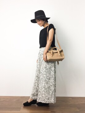 「NANO universe（ナノユニバース）のアイテム（モカシン/デッキシューズ）」を使った、ゆえんさん（レディース・162cm）の夏コーディネート