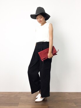 「STUDIOUS（ステュディオス）のアイテム（その他シューズ）」を使った、ゆえんさん（レディース・162cm）の夏コーディネート