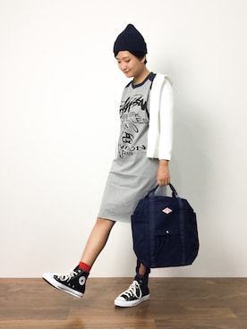 「アイテム（ドレス、グレー系）」を使った、ゆえんさん（レディース・162cm）の秋コーディネート