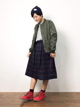 「Ray BEAMS（レイビームス）のアイテム（ブルゾン）」を使った、ゆえんさん（レディース・162cm）の秋コーディネート