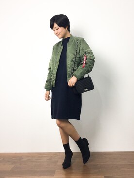 「Alpha Industries（アルファインダストリーズ）のアイテム」を使った、ゆえんさん（レディース・162cm）の秋コーディネート