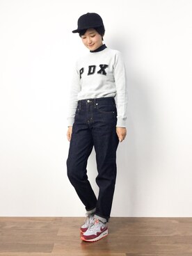 「ボーイフレンドデニム」｜「アイテム（財布/小物）」を使った、ゆえんさん（レディース・162cm）の秋コーディネート