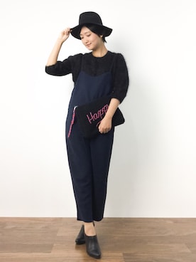 「KBF（ケイビーエフ）のアイテム（つなぎ/オールインワン）」を使った、ゆえんさん（レディース・162cm）の秋コーディネート