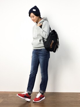 「Herschel Supply（ハーシェルサプライ）のアイテム」を使った、ゆえんさん（レディース・162cm）の秋コーディネート