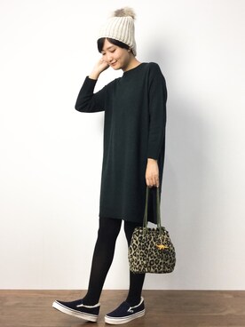 「NANO universe（ナノユニバース）のアイテム（ニットキャップ/ビーニー）」を使った、ゆえんさん（レディース・162cm）の秋コーディネート